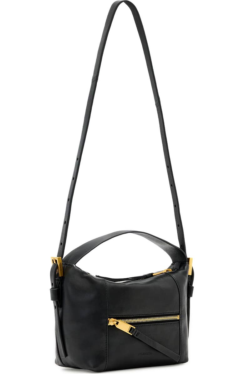 AllSaints Mini Vega Grab Leather Crossbody Bag, Alternate, color, Black