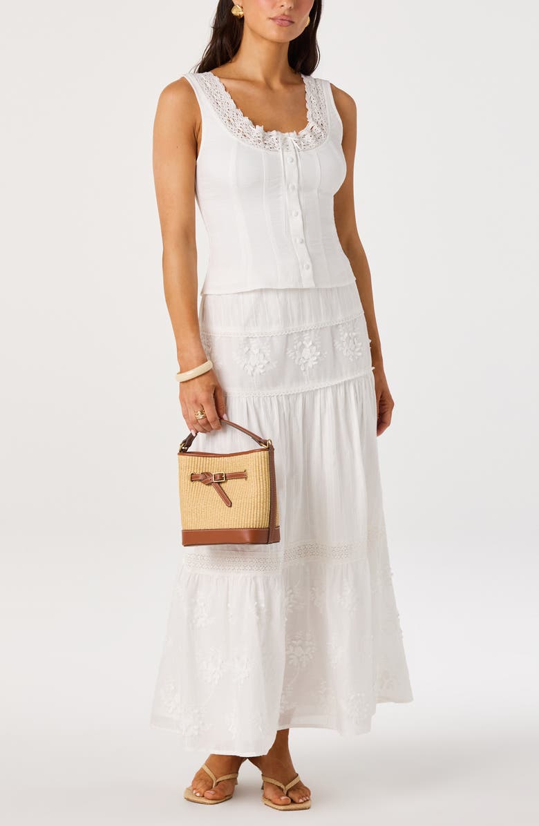 ASTR the Label Victoria Lace Trim Sleeveless Top, Alternate, color, White