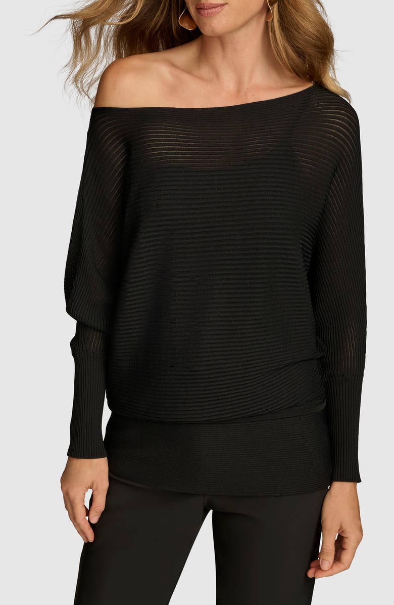 Donna Karan New York Ribbed One-Shoulder Sweater, Main, color, 