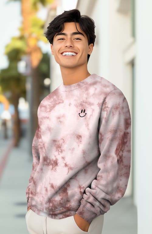 Dalix Smile Face Tie Dye Crewneck Sweatshirt In Tie Dye Copper