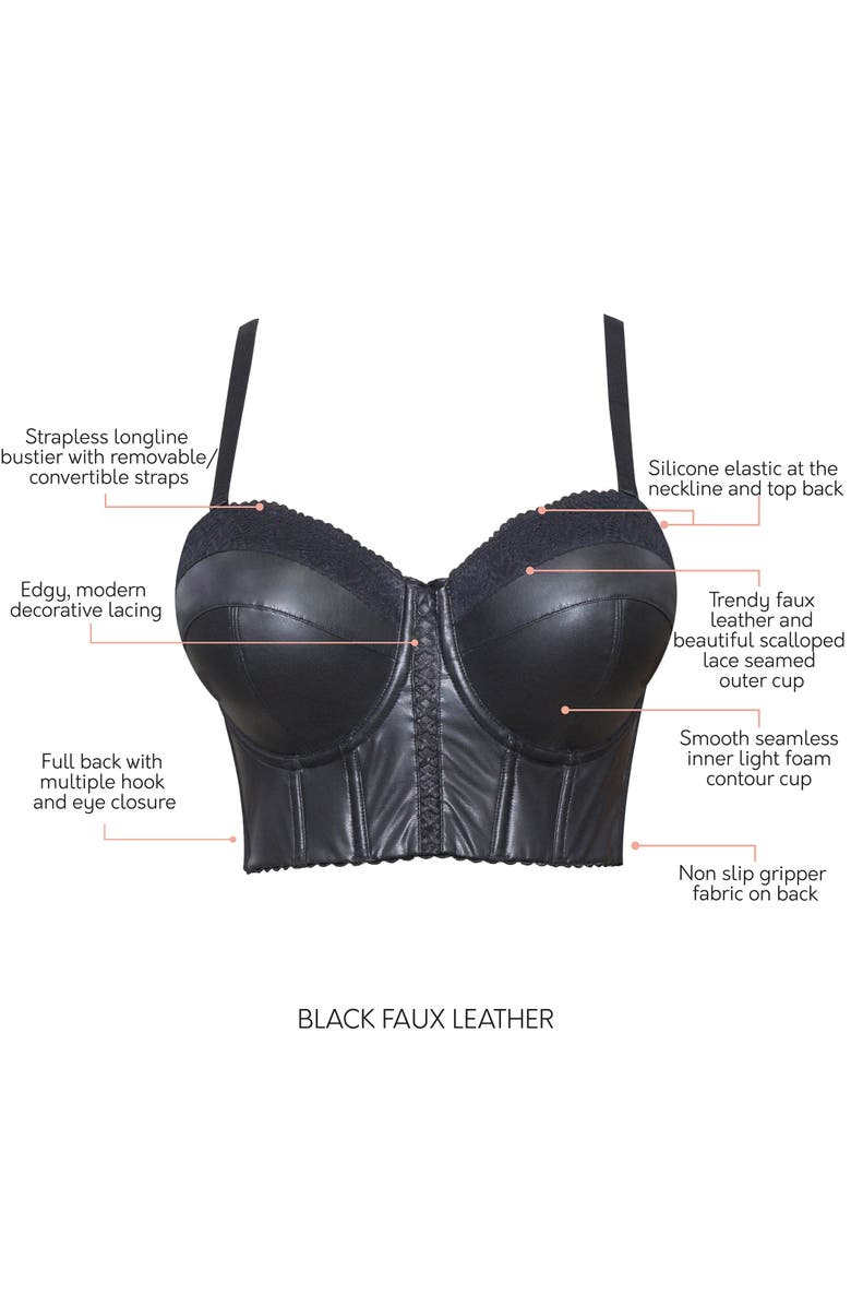 Parfait Stevie Longline Strapless Bustier, Alternate, color, Black