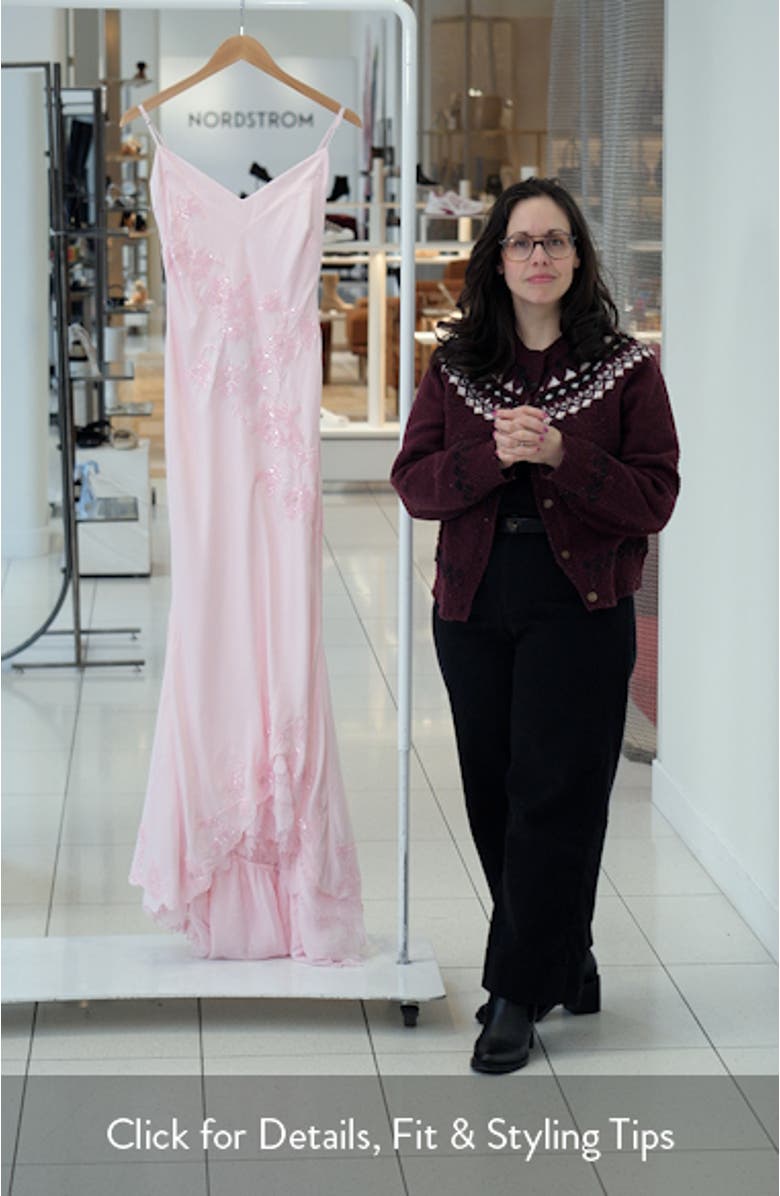 Anastelle Bead Embellished Satin Mermaid Gown, sales video thumbnail