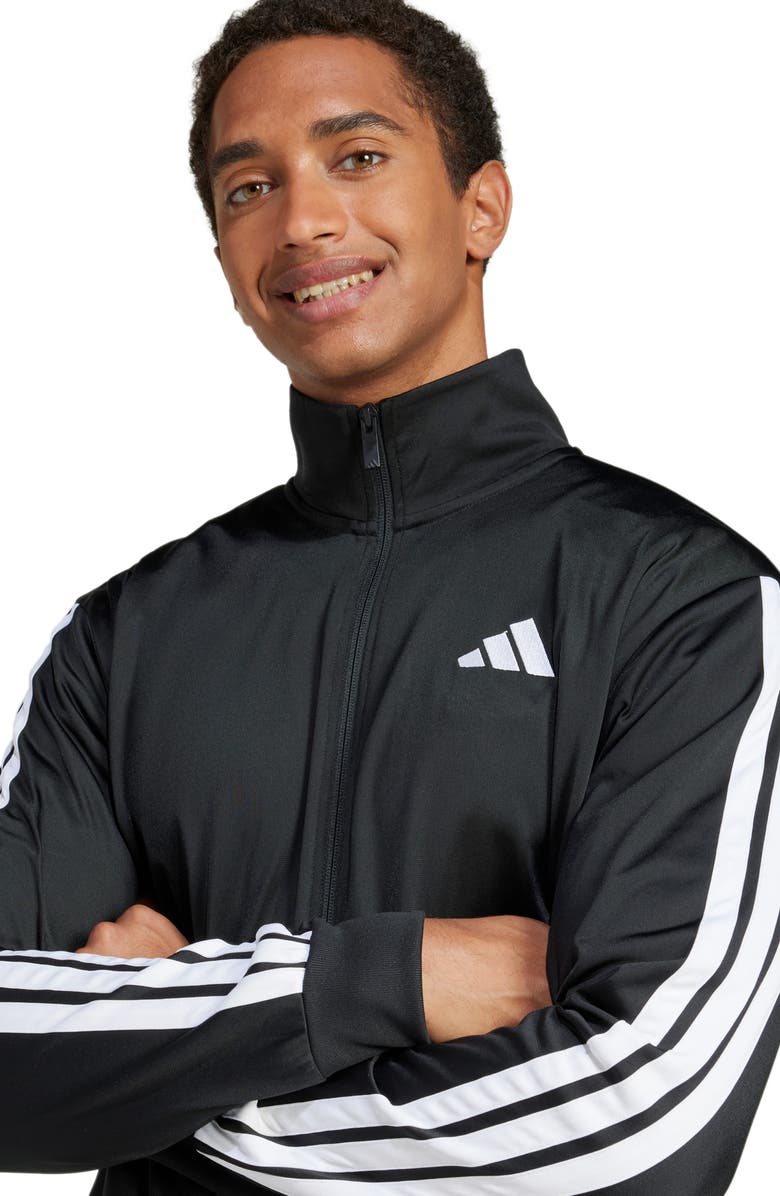 adidas Essentials Warm-Up 3-Stripes Track Jacket, Alternate, color, Black/ White