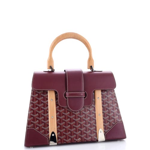 Pre-owned Goyard  Goyard Saigon Top Handle Bag Coated Canvas With Leather Mm In Red