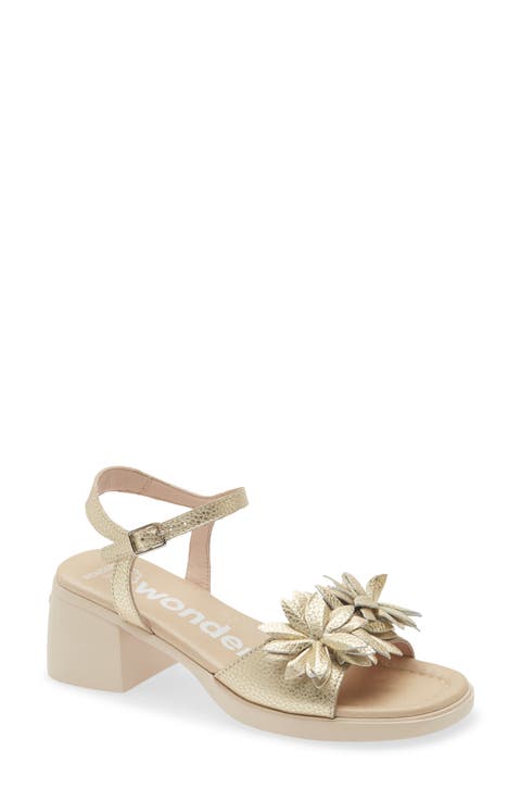 Flower Ankle Strap Slide Sandal (Women)