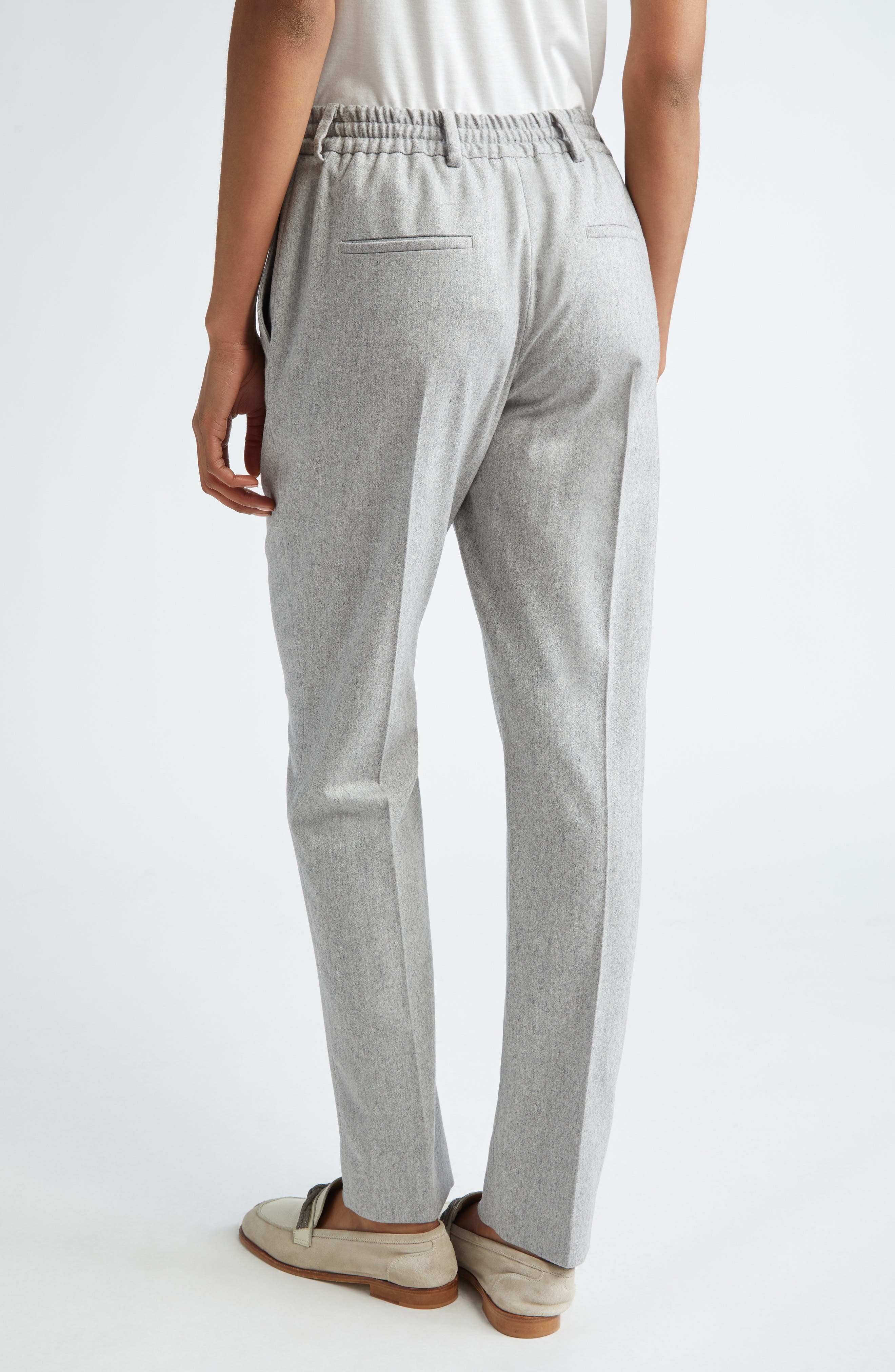 Drawstring Stretch Virgin Wool & Cashmere Straight Leg Pants - image 2