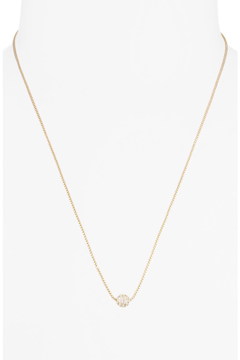 Pavé Ball Pendant Necklace, Alternate, color, CLEAR- GOLD