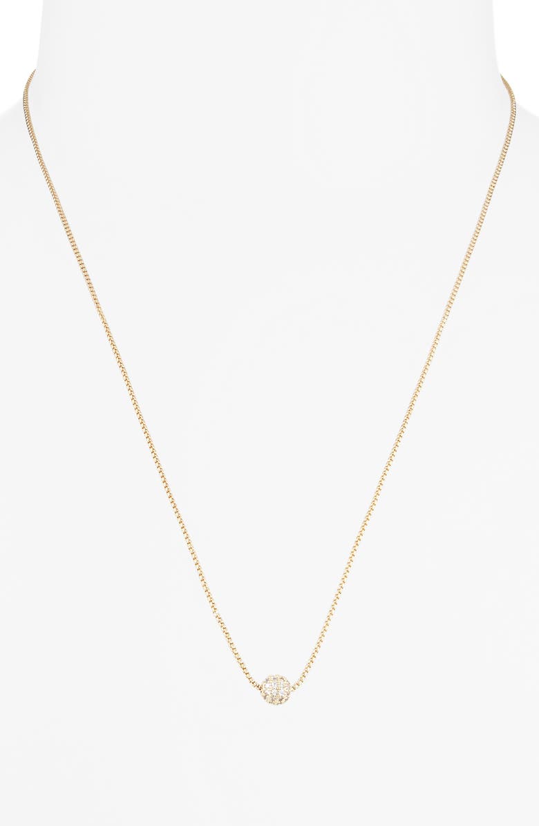 NORDSTROM RACK Pavé Ball Pendant Necklace, Alternate, color, Clear- Gold