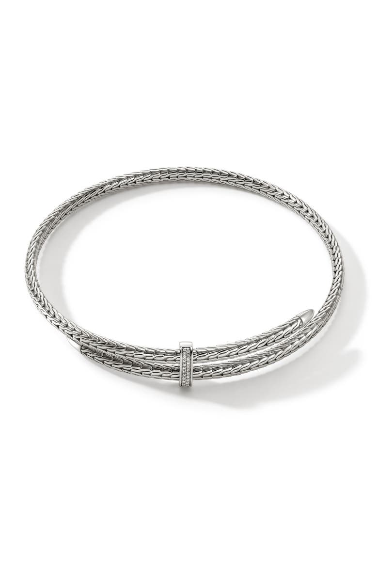 Spear Coil Choker, Diamonds, Main, color, STERLING SILVER