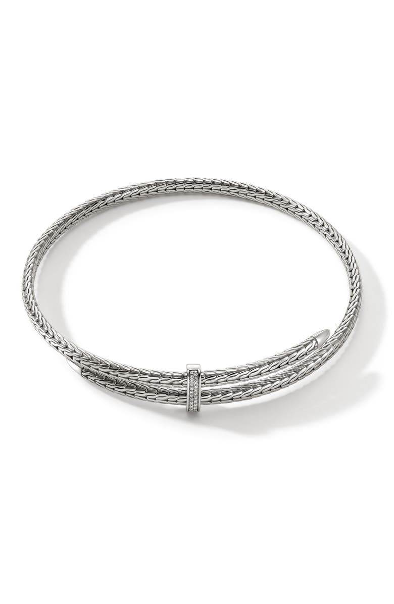 John Hardy Spear Coil Choker, Diamonds, Main, color, Sterling Silver