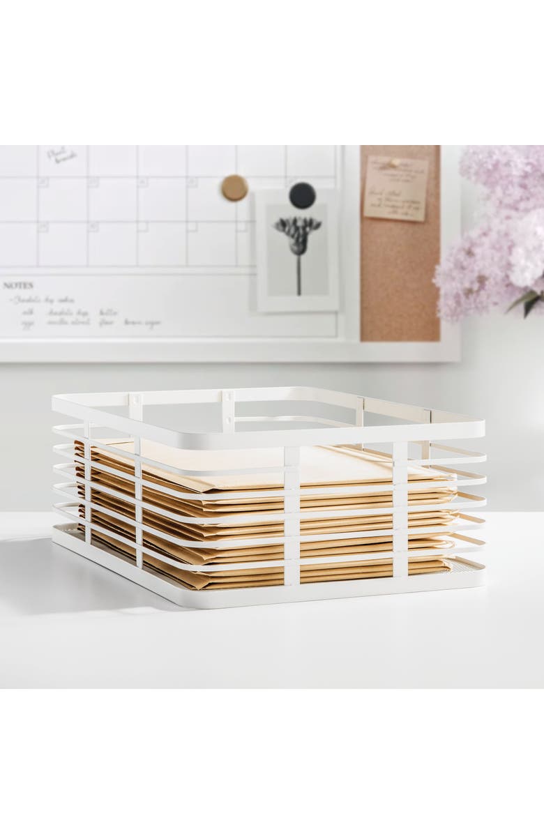 mDesign Metal Pantry Basket with Handles - Set of 2 - Matte White, Alternate, color, Matte White