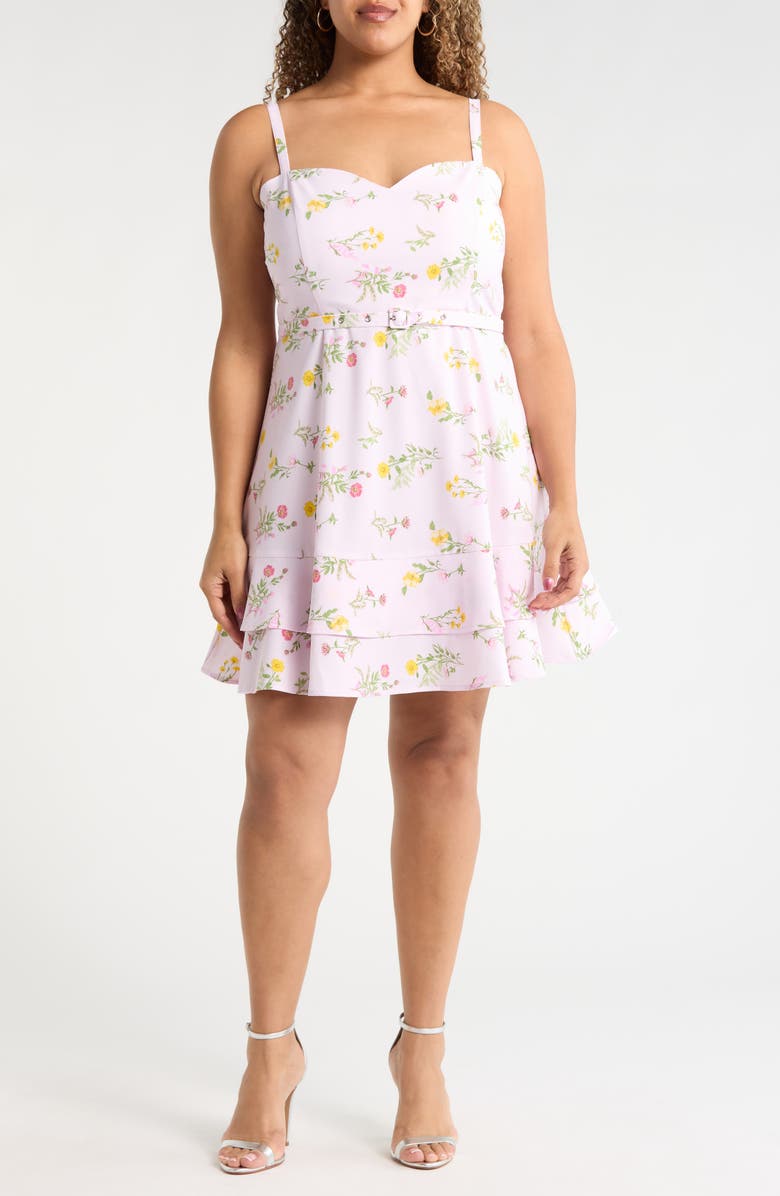 SUGARLIPS Margote Floral Mel Ruffle Minidress, Main, color, Blush-Pink