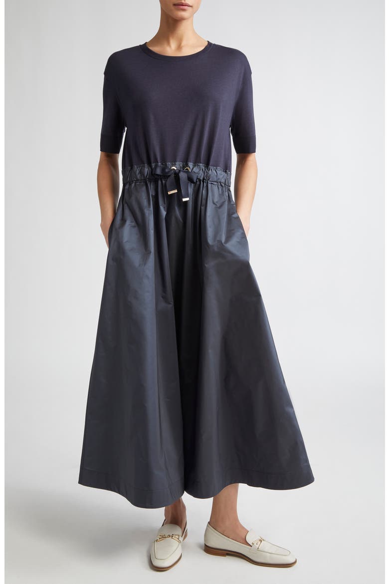 Mixed Media Dress, Main, color, NAVY