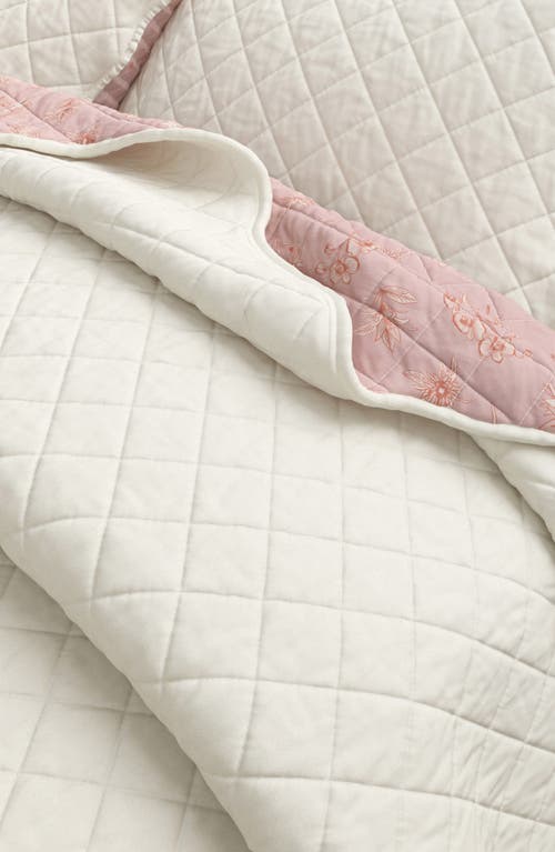 Woven & Weft Floral Cotton Quilt & Sham Set In Spring Petals Peach