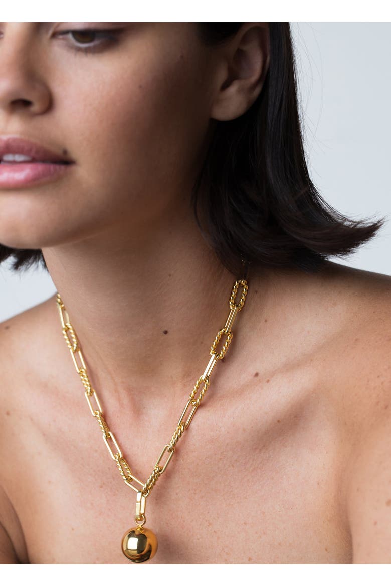 Gold Ball Pendant Necklace, Alternate, color, Gold