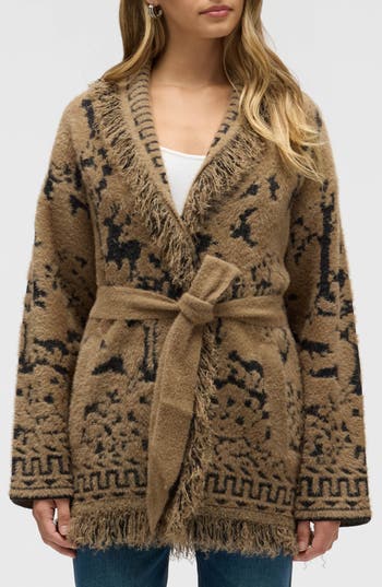 Nvlt Fringed Eyelash Sweater Coat In Multi
