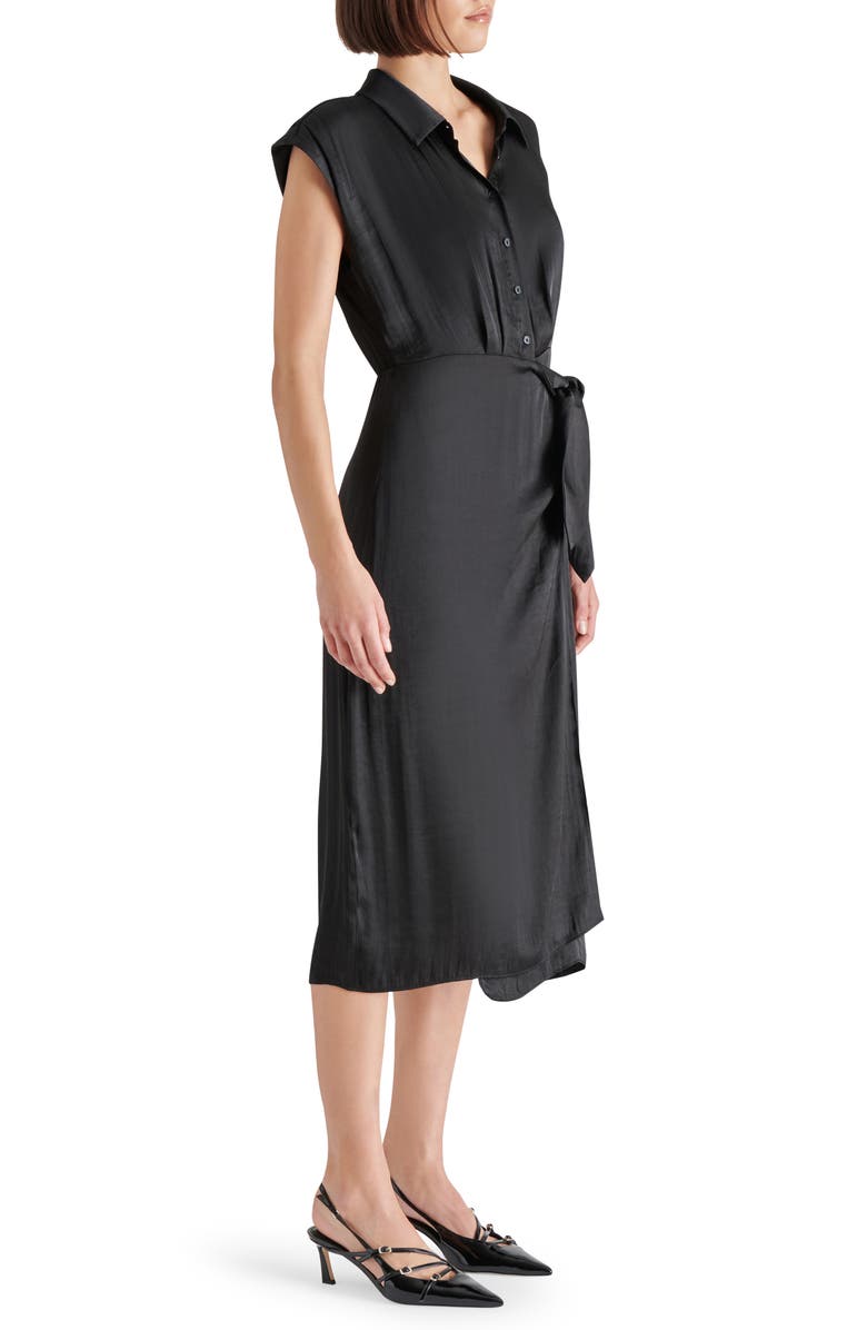 Steve Madden Desiree Faux Wrap Midi Dress, Alternate, color, Black