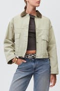 MANGO TEEN Corduroy Collar Zip Denim Jacket