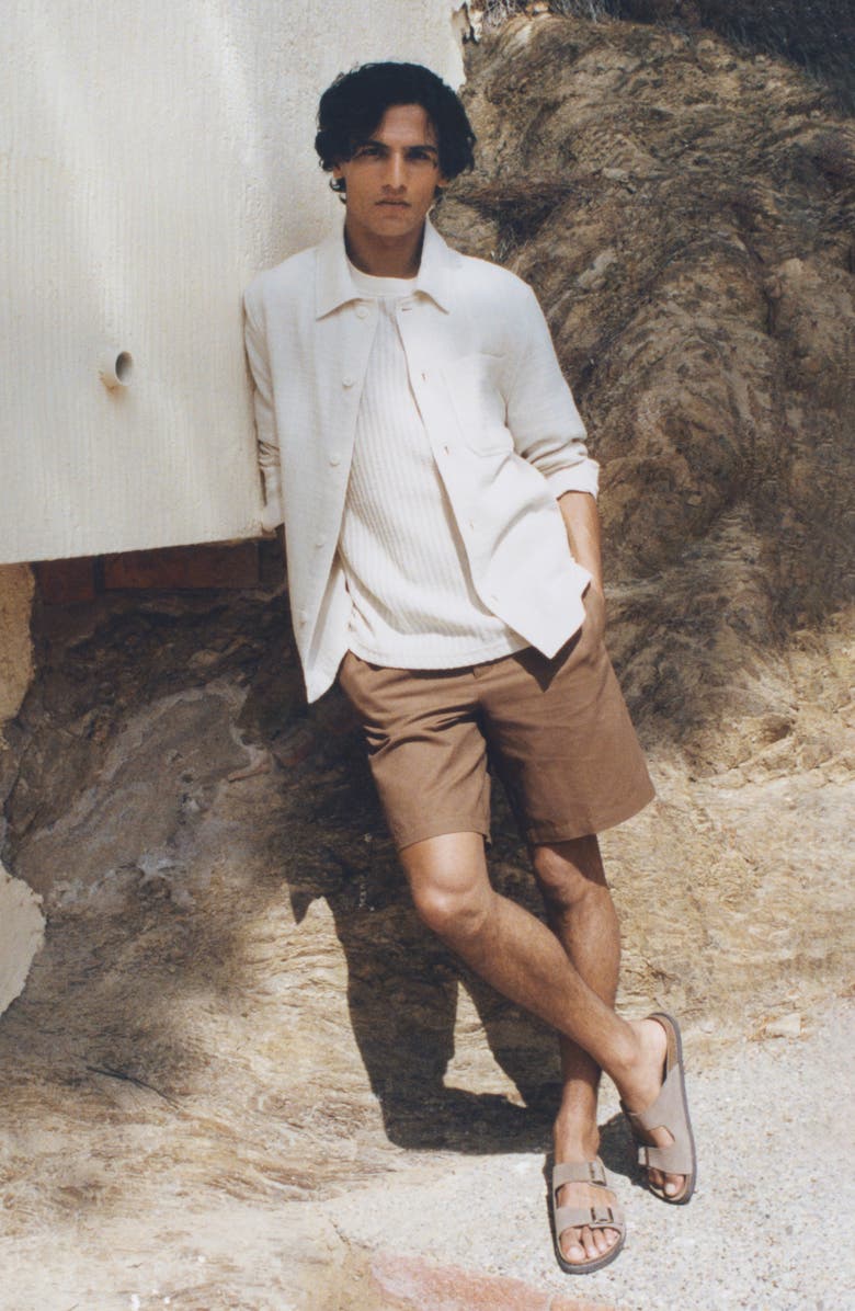 MANGO Cotton & Linen Bermuda Shorts, Alternate, color, Tobacco Brown