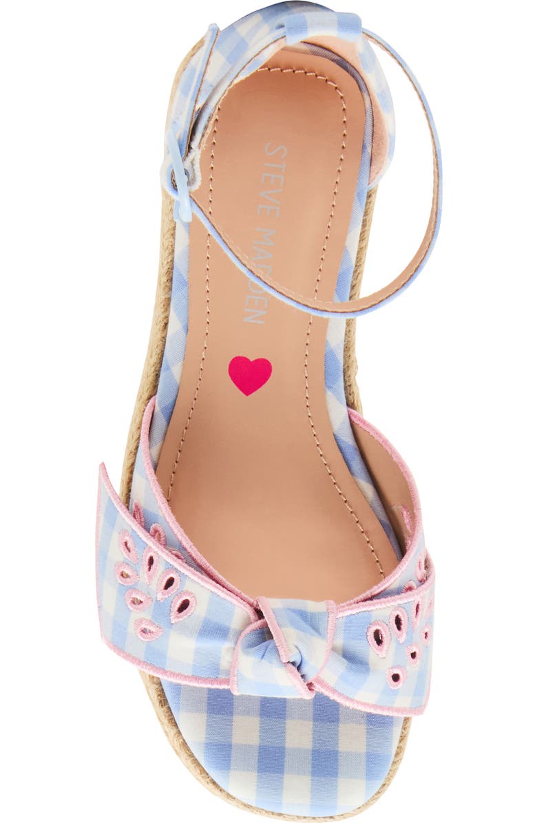 Steve Madden Kids' Lucille Ankle Strap Platform Sandal, Alternate, color, Blue Gingham