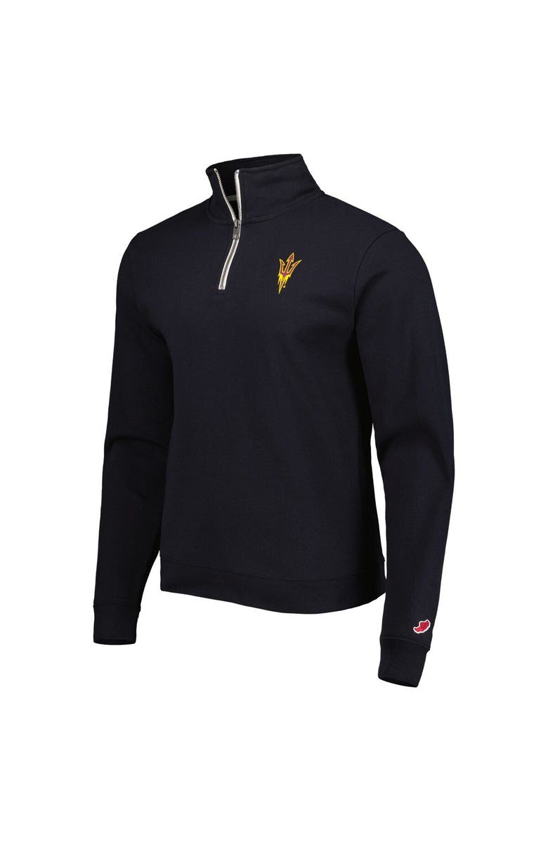 LEAGUE COLLEGIATE WEAR Men's League Collegiate Wear Black Arizona State Sun Devils Stack Essential Lightweight Fleece Quarter-Zip Sweatshirt, Alternate, color, 