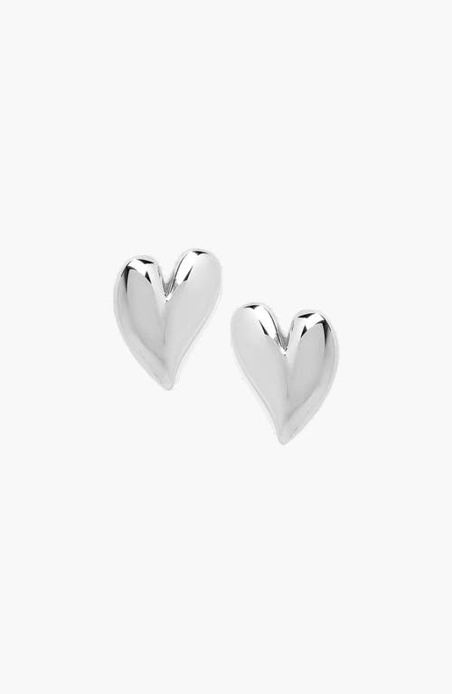 YOJ Mini Heart Stud Earrings in Silver at Nordstrom