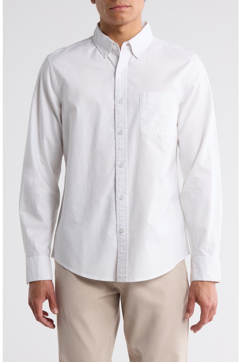 Cotton Oxford Button-Down Shirt, Main, color, WHITE