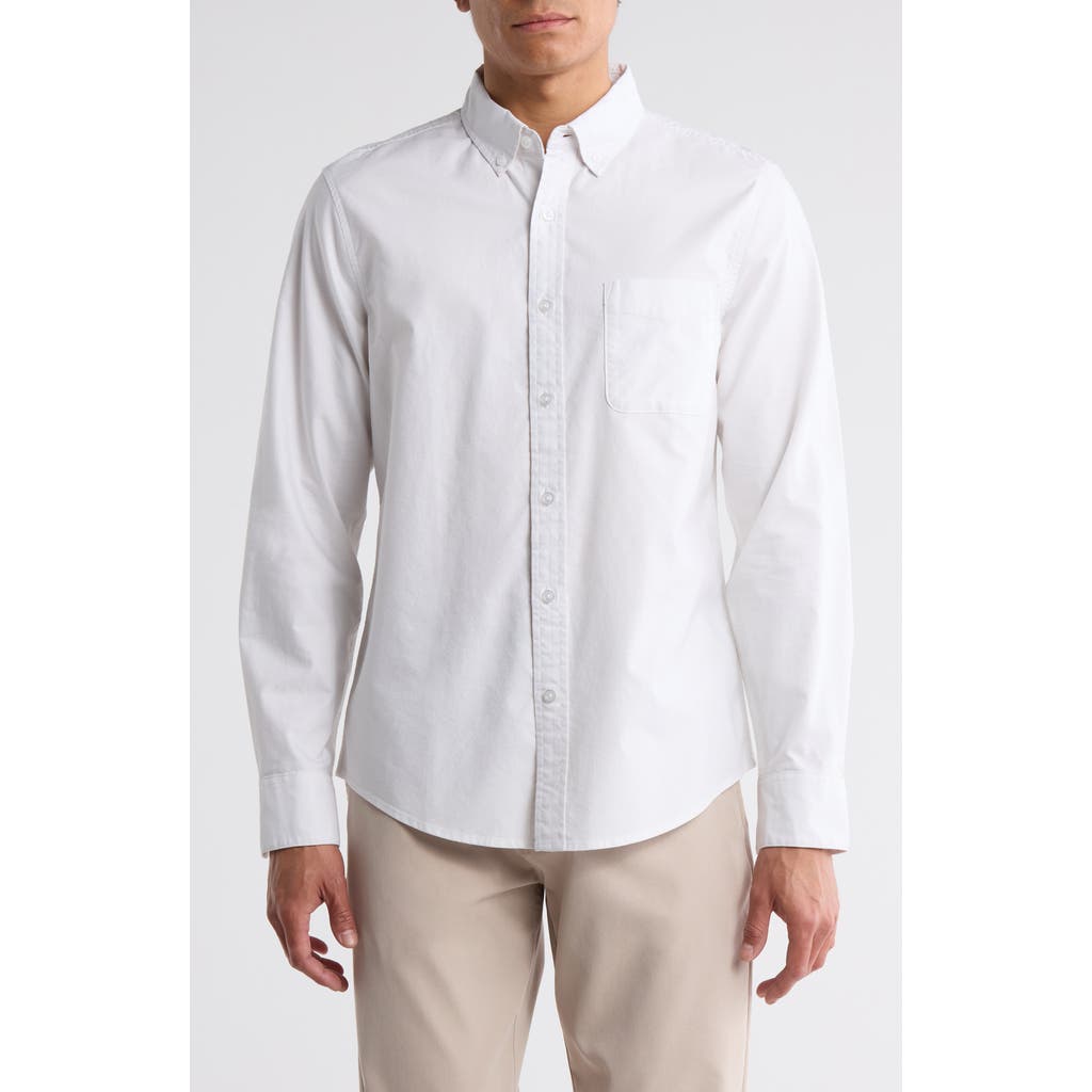 14th & Union Solid White Cotton Button-down Shirt In White
