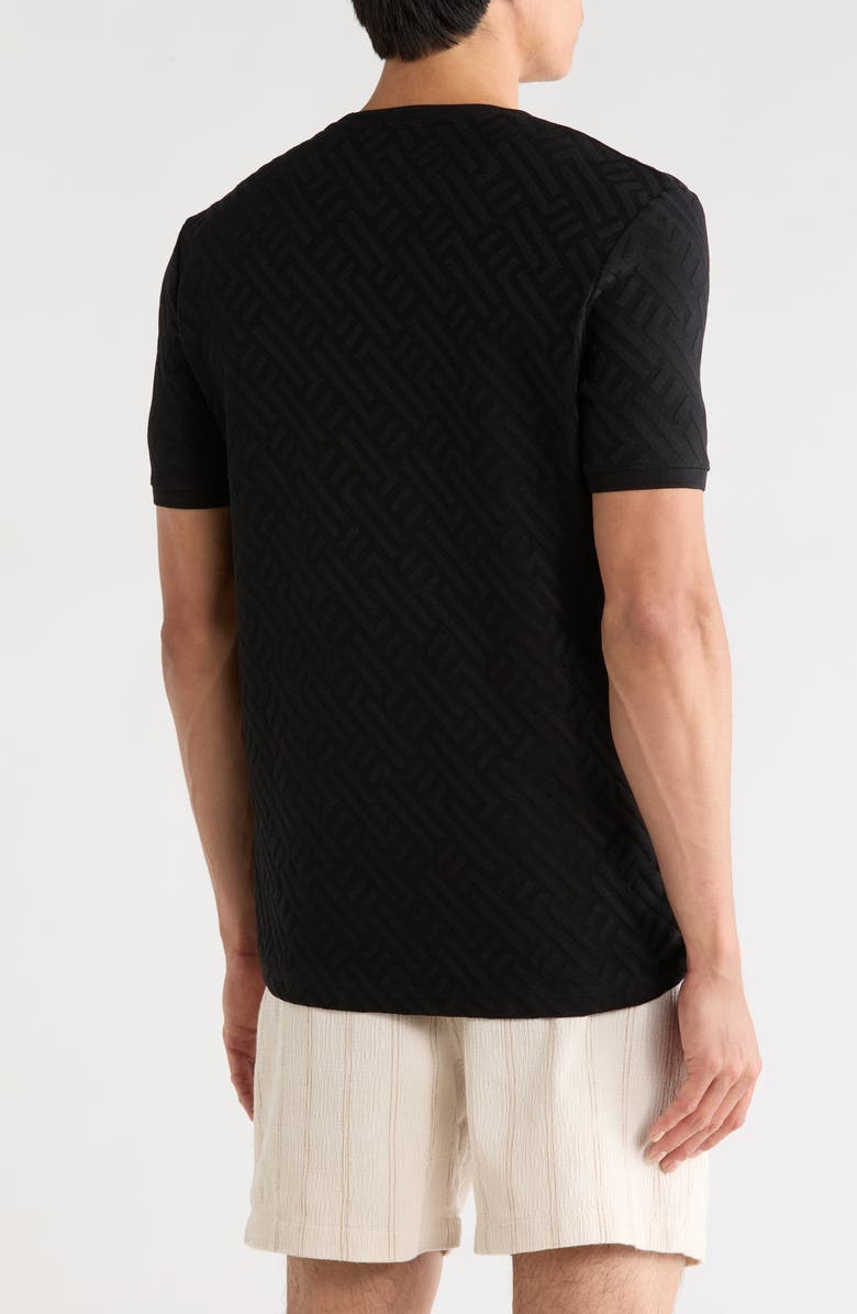 DENIM AND FLOWER Geometric Textured Knit T-Shirt, Alternate, color, Black W/ Geo Textured