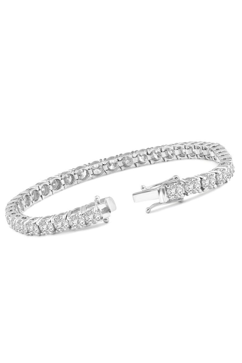 13Ct Round-Cut Diamond Tennis Bracelet 14k Gold 7" Lab Grown, Alternate, color, 14k White Gold