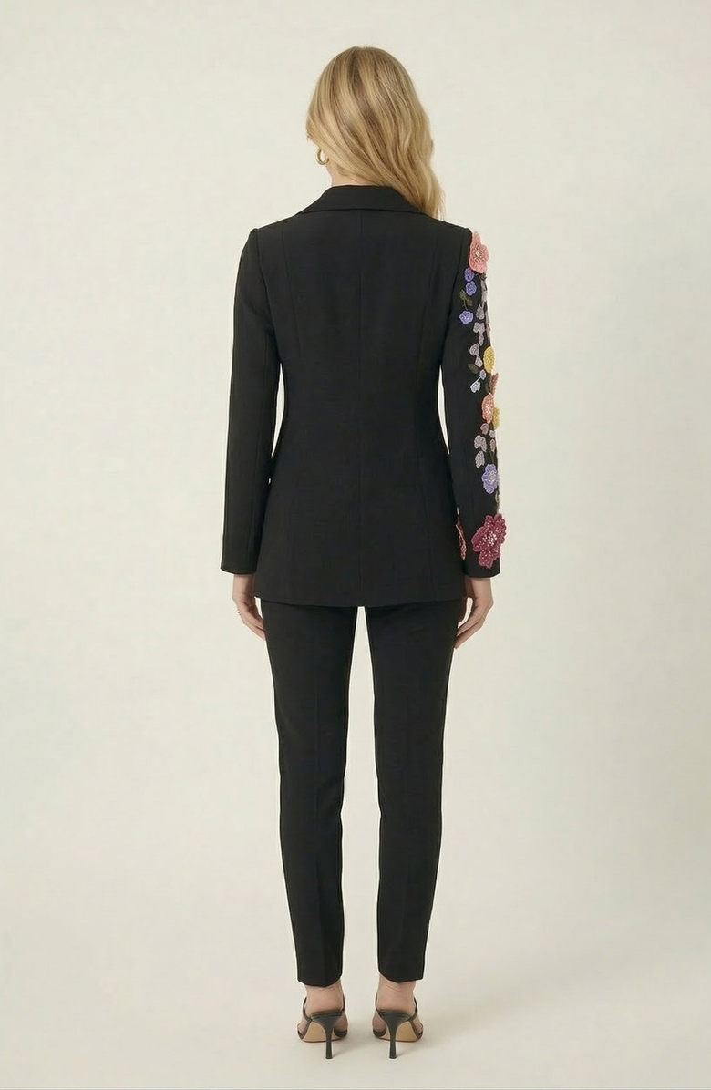 Modenaire Floral Embroidered Blazer, Alternate, color, Black / Multi Floral
