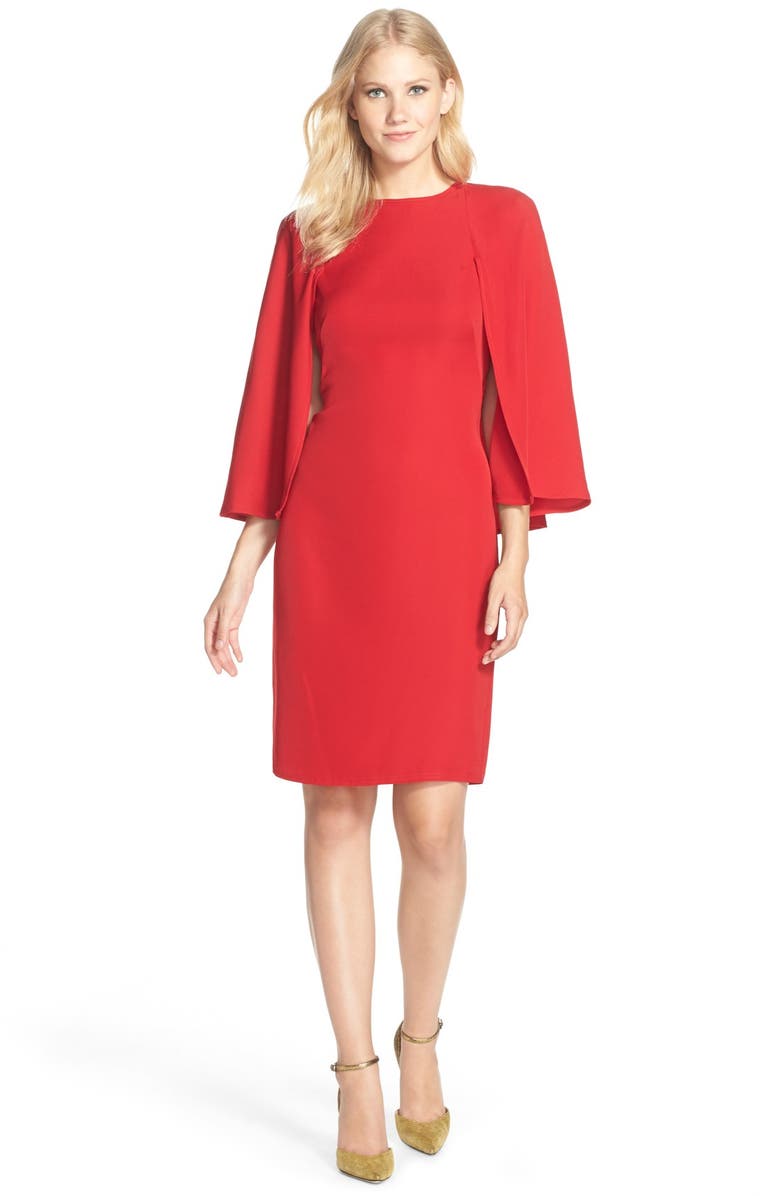 Tadashi Shoji Cape Back Crepe Sheath Dress, Alternate, color,