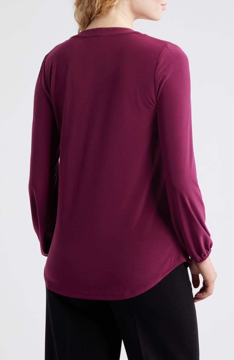 AK ANNE KLEIN Split Neck Jersey Top, Alternate, color, Chianti