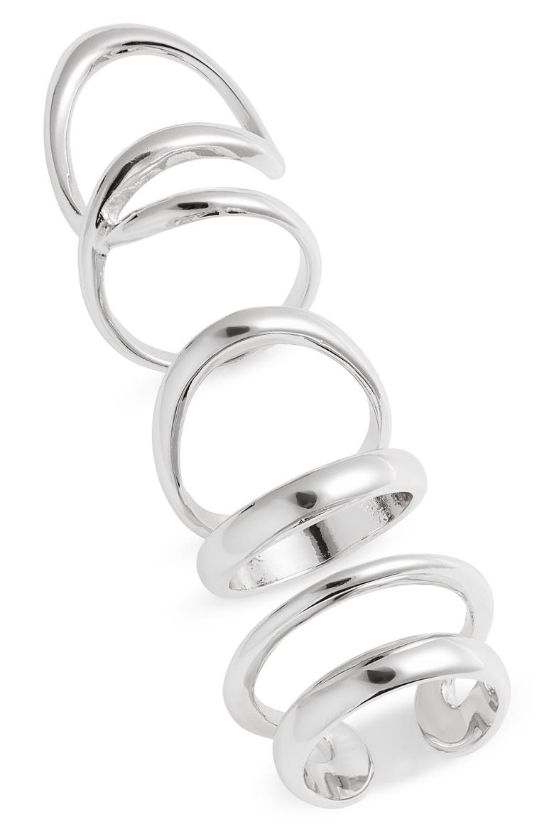 Set of 3 Bold Double Band Rings, Main, color, RHODIUM