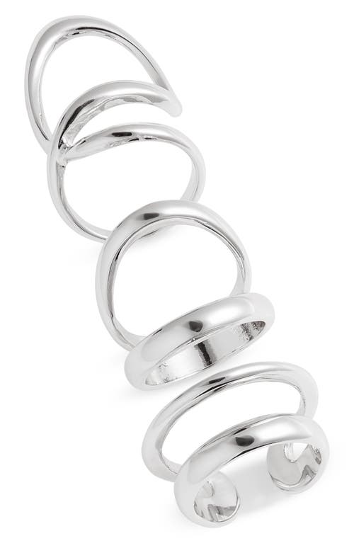 Open Edit Set of 3 Bold Double Band Rings in Rhodium 