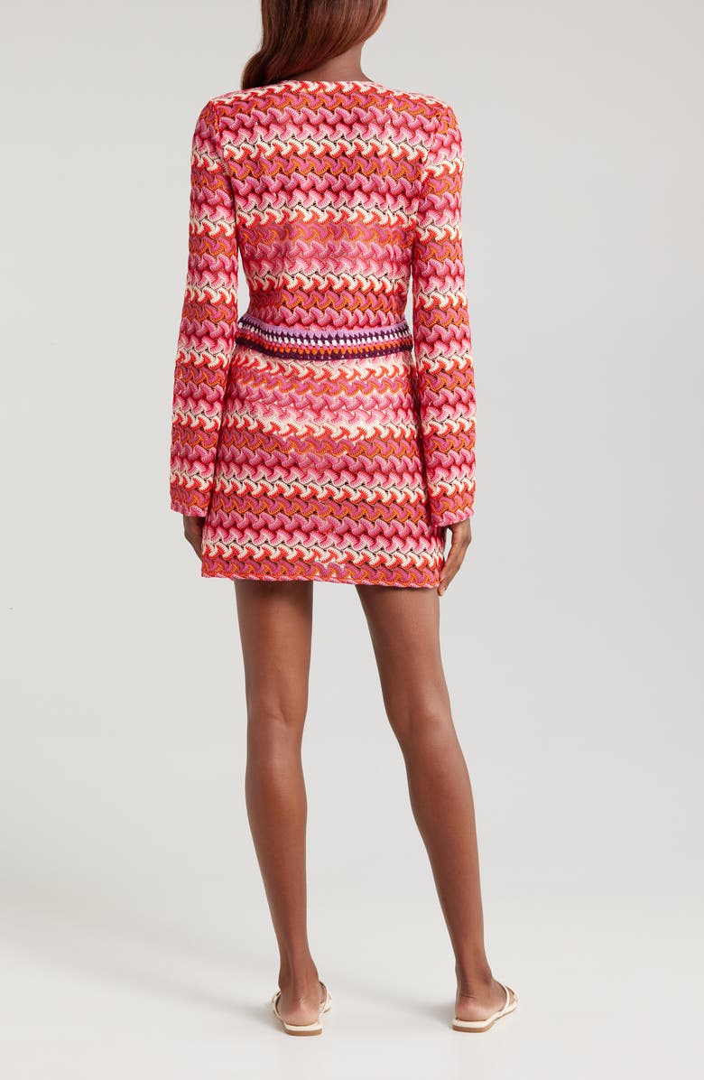 Ramy Brook Carra Crochet Long Sleeve Cover-Up Minidress, Alternate, color, 