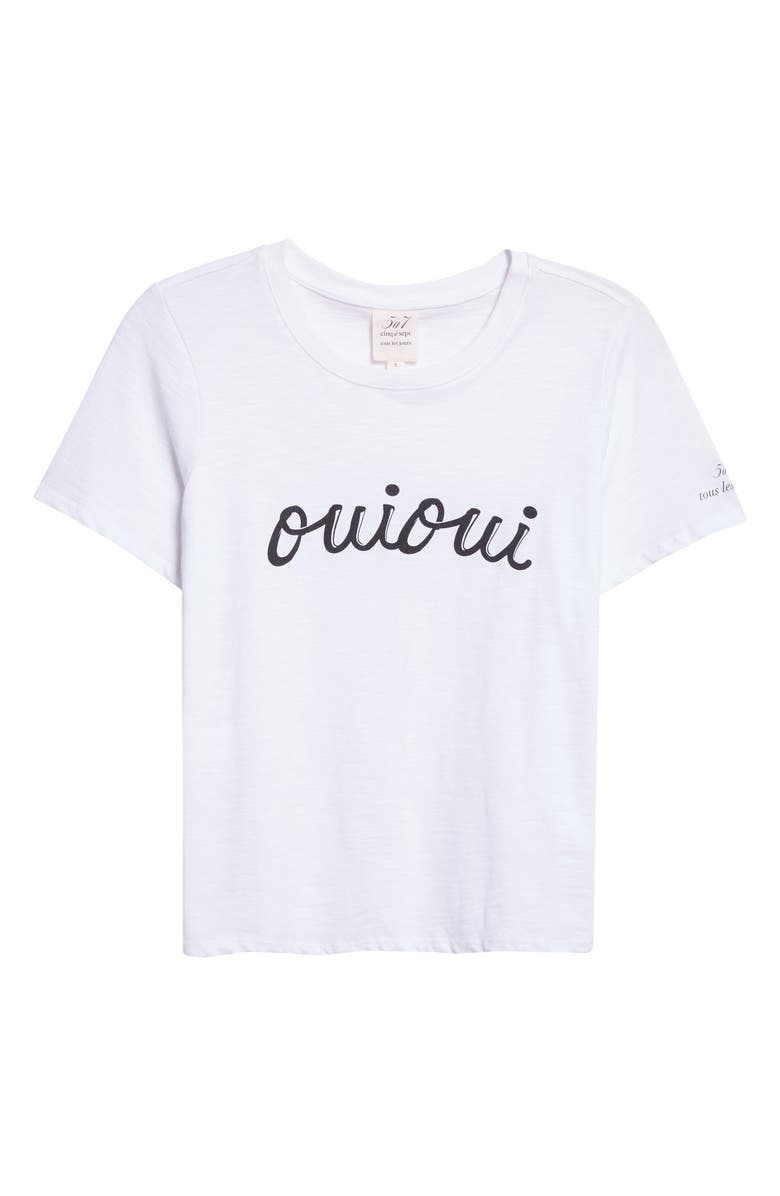 Cinq à Sept Script Oui Oui T-Shirt, Alternate, color, White/ Black