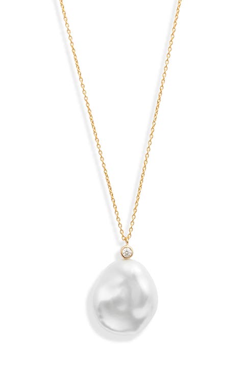 Petal Pearl & Diamond Pendant Necklace