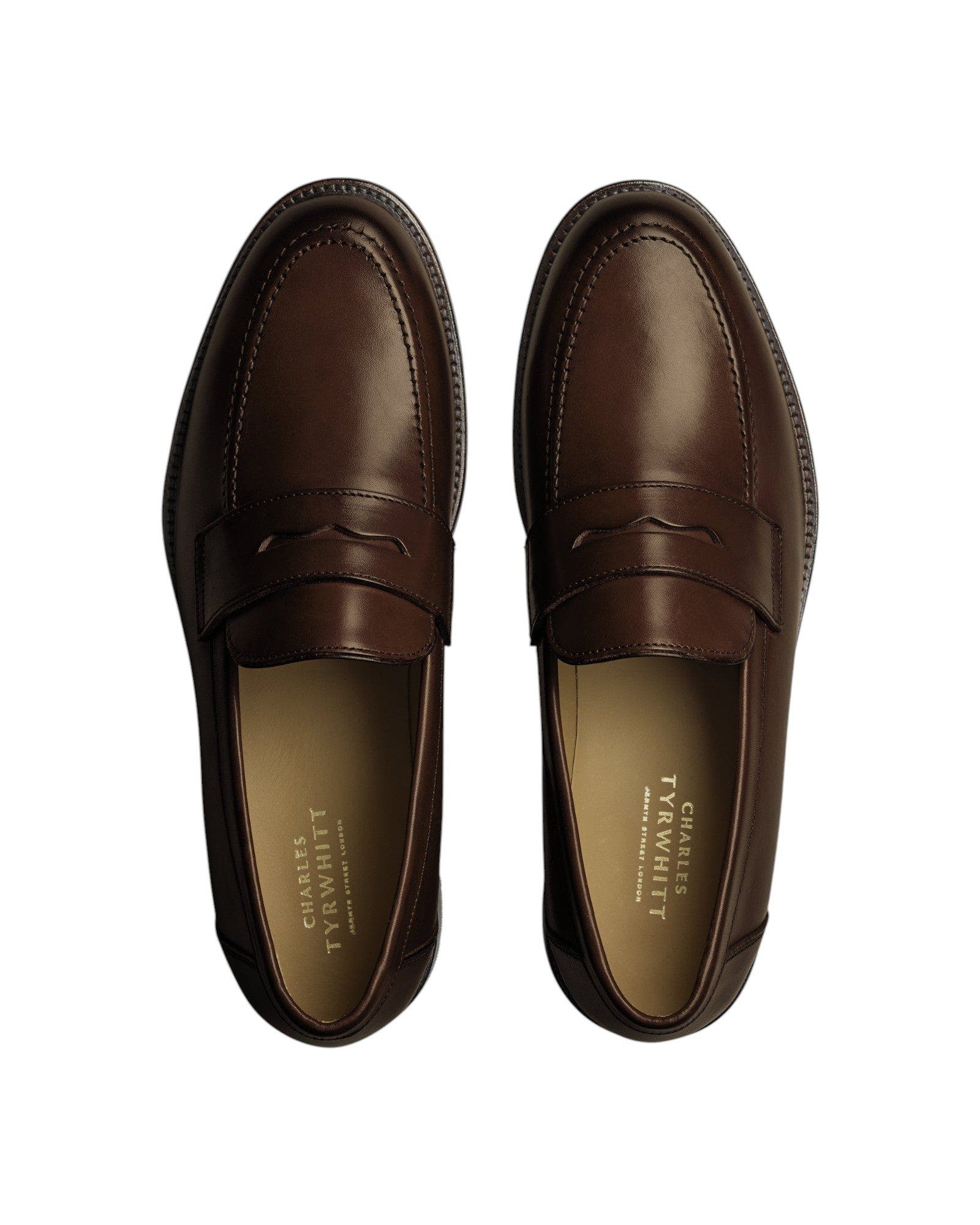 Charles Tyrwhitt Leather Penny Loafers, Alternate, color, Chestnut Brown