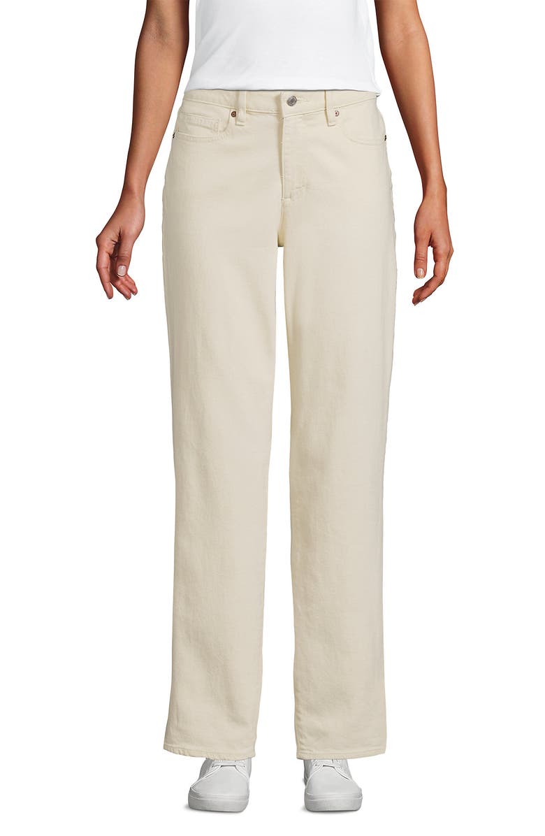 Lands
End Soft Denim Mid Rise Boyfriend Jeans, Main, color, Natural