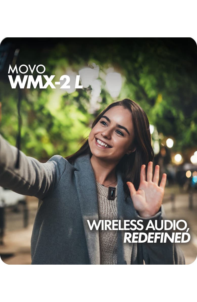 MOVO WMX-2-L Wireless Microphone for iPhone with Charging Case, Alternate, color, Black