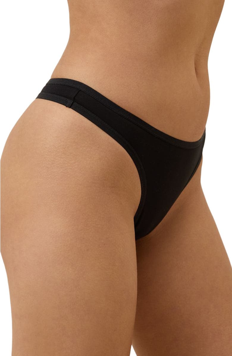 Pact Everyday Mid Rise Thong 5-Pack, Alternate, color, Black