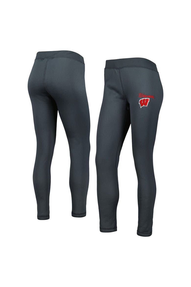 Women's Concepts Sport Charcoal Wisconsin Badgers Upbeat Sherpa Leggings, Main, color, Charcoal