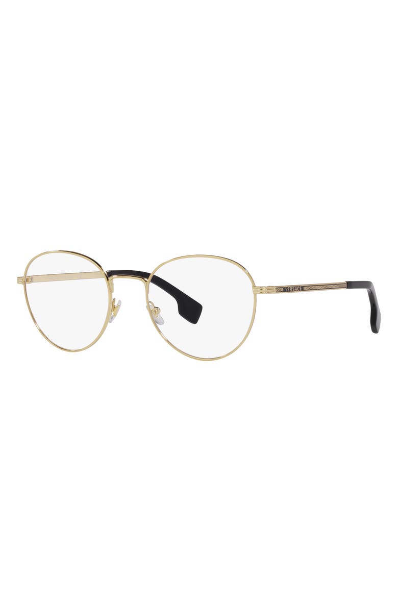 Versace 53mm Round Optical Glasses, Alternate, color, Gold