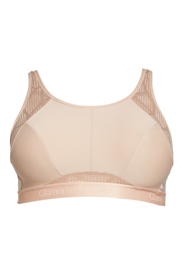 No-Sweat Full Figure Mesh Sports Bra, Alternate, color, BROWN