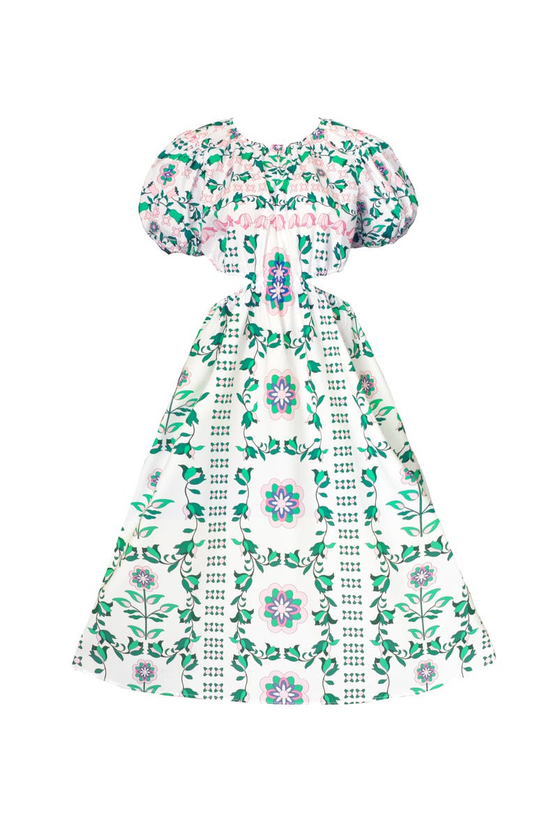 Danielle Green Garden Midi Dress, Alternate, color, Green