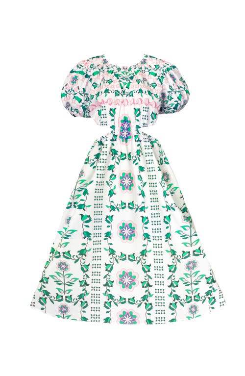 Jessie Zhao New York Danielle Green Garden Midi Dress In Multi