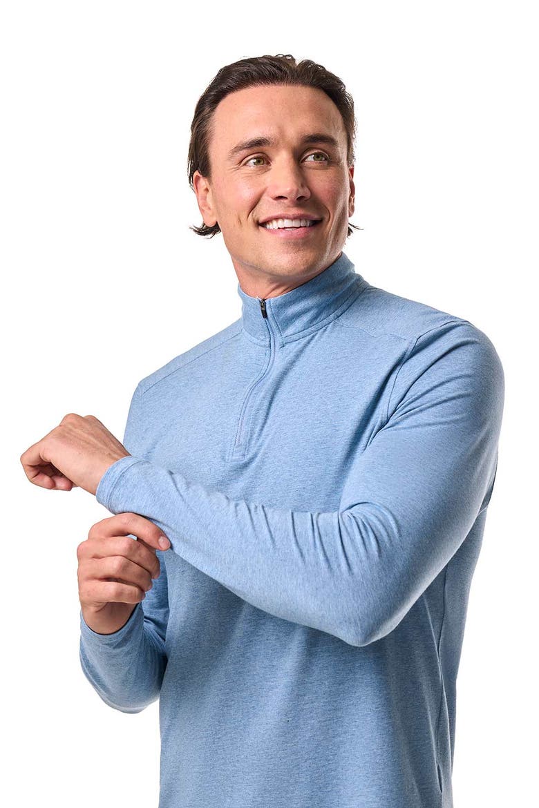 Men's Sonora Quarter-Zip, UPF 50+ Sun Protection, Alternate, color, Light Blue Heather