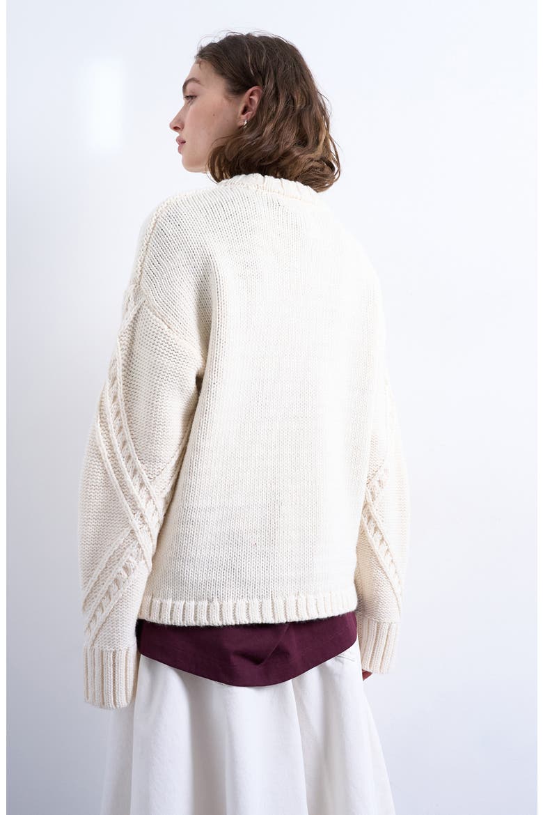 Oversize Argyle Crewneck Sweater, Alternate, color, CREAM