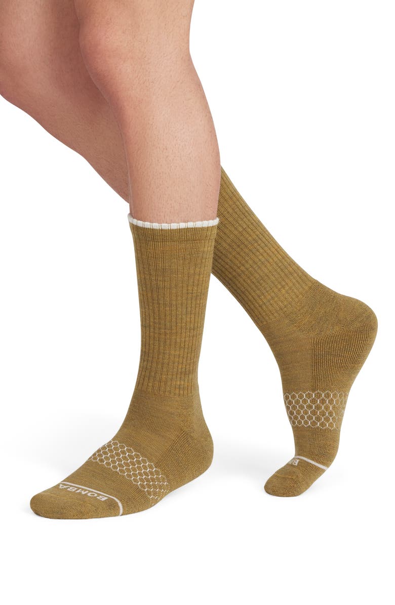 Bombas Merino Wool Blend Calf Socks, Alternate, color, Honey Brown